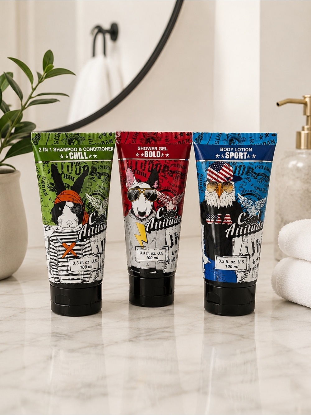 Cool Attitude Kids Travel Bath & Body Set Shower Gel Shampoo Lotion Grooming